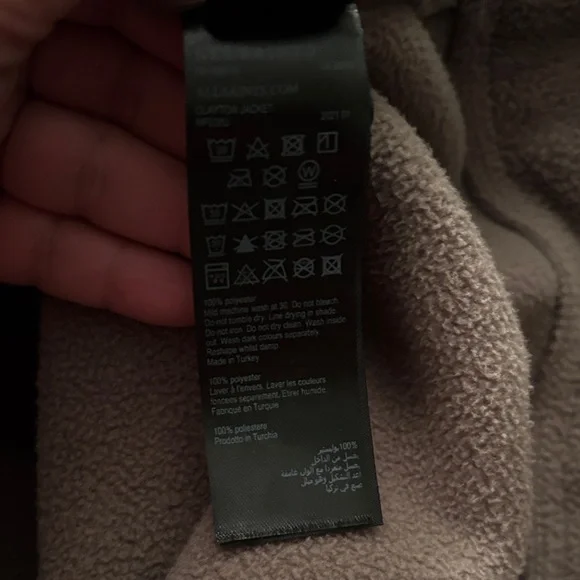 All Saints Clayton Fleece Tan Lightweight Jacket - Picture 4 of 15